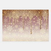 Elegant Gold-kerstsnowflake-patroon drift Inpakpapier Vel (Voorkant 3)