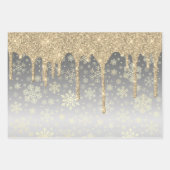 Elegant Gold-kerstsnowflake-patroon drift Inpakpapier Vel (Voorkant 2)