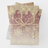 Elegant Gold-kerstsnowflake-patroon drift Inpakpapier Vel (In situ)