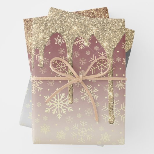 Elegant Gold-kerstsnowflake-patroon drift Inpakpapier Vel (In situ)