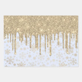 Elegant Gold-kerstsnowflake-patroon drift Inpakpapier Vel (Voorkant 3)