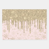 Elegant Gold-kerstsnowflake-patroon drift Inpakpapier Vel (Voorkant 2)