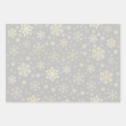 Elegant Gold kerstsnowflake Pattern Wrapping Inpakpapier Vel (Voorkant 2)