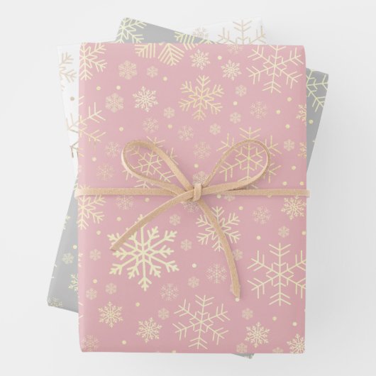 Elegant Gold kerstsnowflake Pattern Wrapping Inpakpapier Vel (In situ)