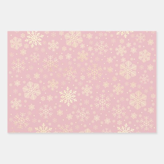 Elegant Gold kerstsnowflake Pattern Wrapping Inpakpapier Vel (Voorkant)
