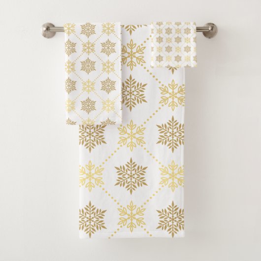 Elegant Gold-kerstsnowflakes patroon Bad Handdoek (Insitu)