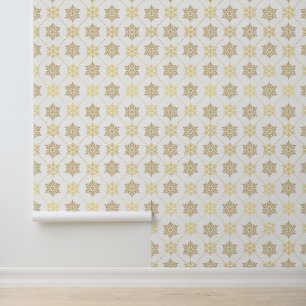 Elegant Gold-kerstsnowflakes patroon Behang