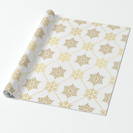 Elegant Gold-kerstsnowflakes patroon Cadeaupapier