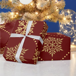 Elegant Gold-kerstsnowflakes patroon Cadeaupapier