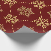 Elegant Gold-kerstsnowflakes patroon Cadeaupapier (Hoek)