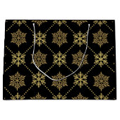 Elegant Gold-kerstsnowflakes patroon Groot Cadeauzakje (Voorkant)