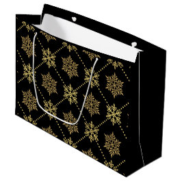 Elegant Gold-kerstsnowflakes patroon Groot Cadeauzakje