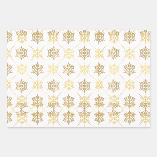 Elegant Gold-kerstsnowflakes patroon Inpakpapier Vel (Voorkant 2)