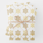 Elegant Gold-kerstsnowflakes patroon Inpakpapier Vel (In situ)