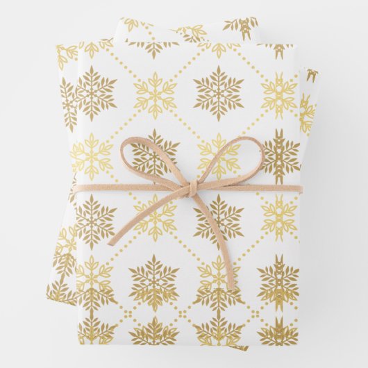 Elegant Gold-kerstsnowflakes patroon Inpakpapier Vel (In situ)