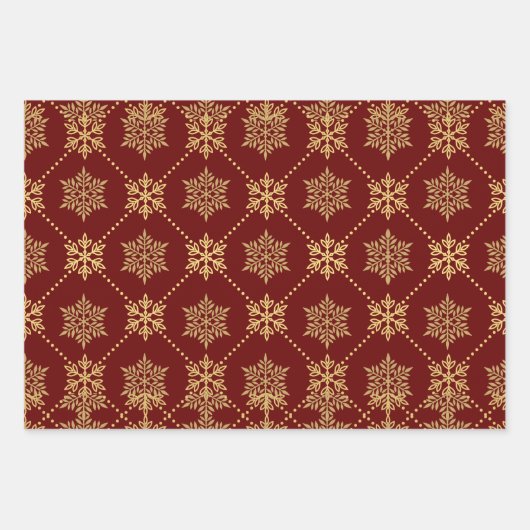 Elegant Gold-kerstsnowflakes patroon Inpakpapier Vel (Voorkant 2)