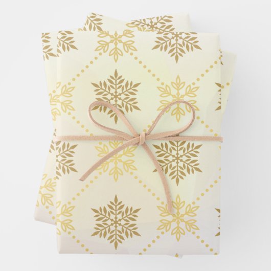 Elegant Gold-kerstsnowflakes patroon Inpakpapier Vel (In situ)