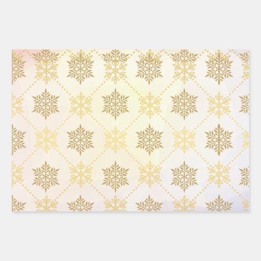 Elegant Gold-kerstsnowflakes patroon Inpakpapier Vel (Voorkant)