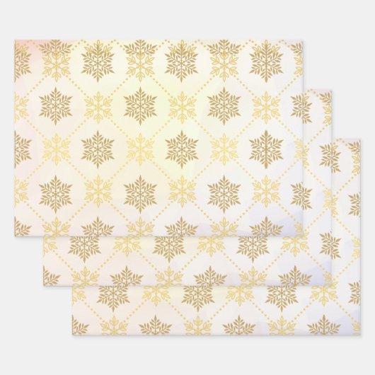 Elegant Gold-kerstsnowflakes patroon Inpakpapier Vel (Set)