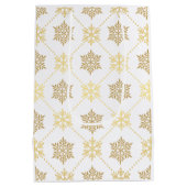 Elegant Gold-kerstsnowflakes patroon Medium Cadeauzakje (Achterkant)