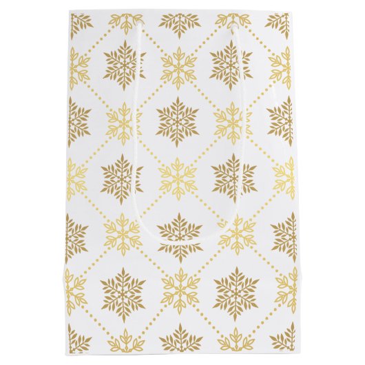 Elegant Gold-kerstsnowflakes patroon Medium Cadeauzakje (Achterkant)