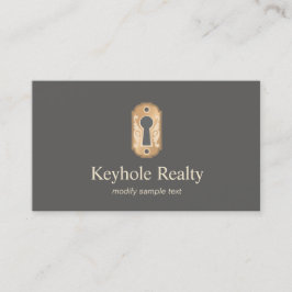 Elegant Gold Key Hole Logo onroerend goed Visitekaartje