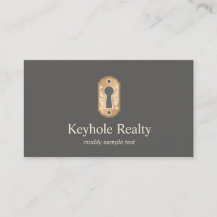 Elegant Gold Key Hole Logo onroerend goed Visitekaartje