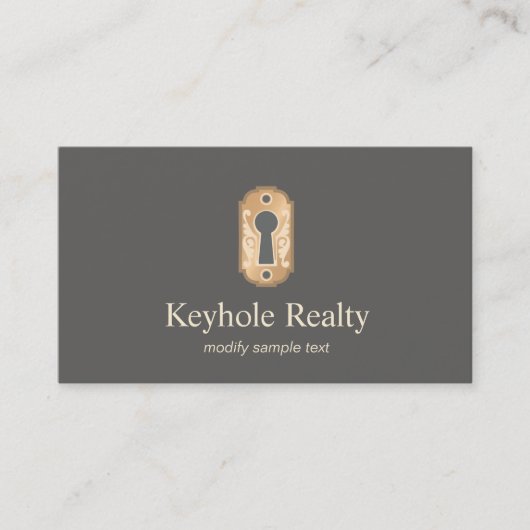Elegant Gold Key Hole Logo onroerend goed Visitekaartje (Voorkant)