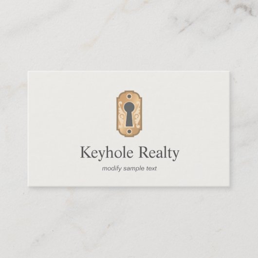 Elegant Gold Key Hole Logo onroerend goed Visitekaartje (Voorkant)