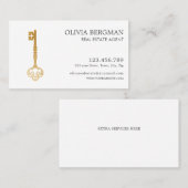 Elegant Gold Key Professioneel Onroerend Goed Visitekaartje (Voorkant / Achterkant)