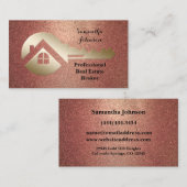Elegant Gold Key Real Estate Broker Visitekaartje (Voorkant / Achterkant)