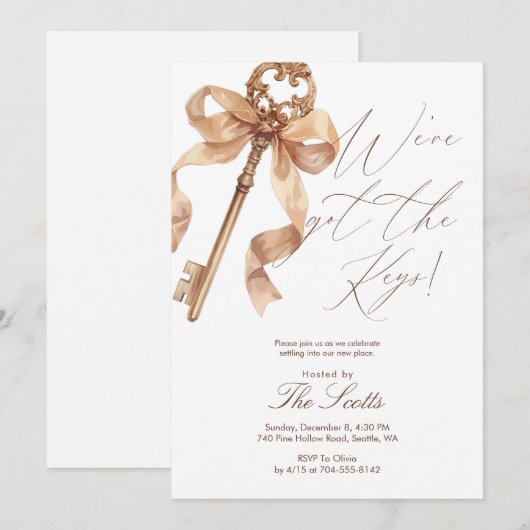 Elegant Gold Key We Got The Keys Housewarming Kaart (Voorkant / Achterkant)