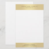 Elegant Gold Kijk Glamoureus Sjabloon Moderne Tren Briefpapier (Voorkant / Achterkant)