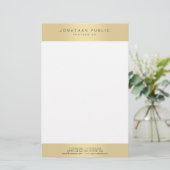Elegant Gold Kijk Glamoureus Sjabloon Moderne Tren Briefpapier (Staand voorkant)