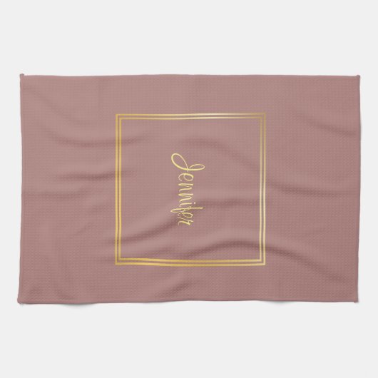 Elegant Gold Kijk Handgeschreven Naam Sjabloon Theedoek (Horizontaal)