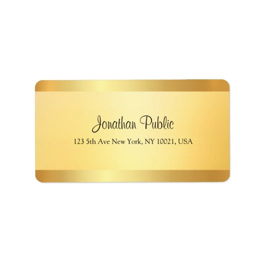 Elegant Gold Kijk Handgeschreven Script-Sjabloon Etiket (Voorkant)