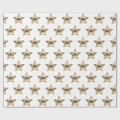 Elegant Gold Kijk Kerststerren Patroon Cadeaupapier (Vlak)