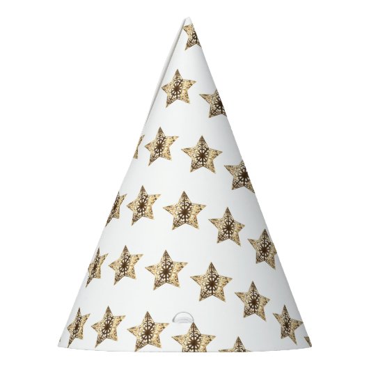 Elegant Gold Kijk Kerststerren Patroon Feesthoedjes (Links)