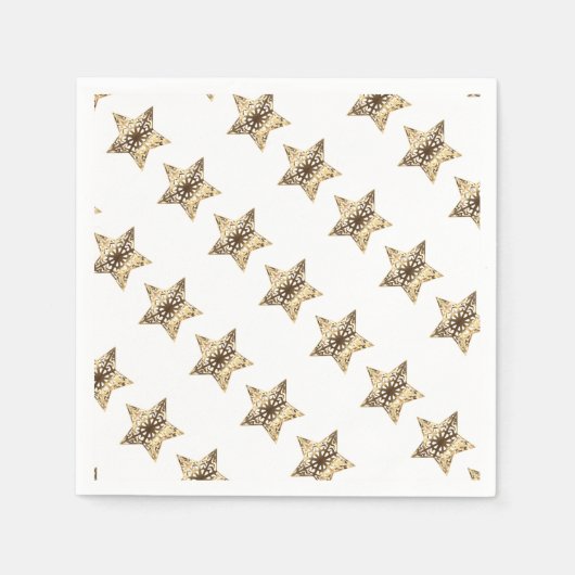 Elegant Gold Kijk Kerststerren Patroon Servet (Voorkant)