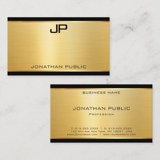 Elegant Gold Kijk Luxe Glamor Moderne Sjabloon Visitekaartje (Voorkant / Achterkant)