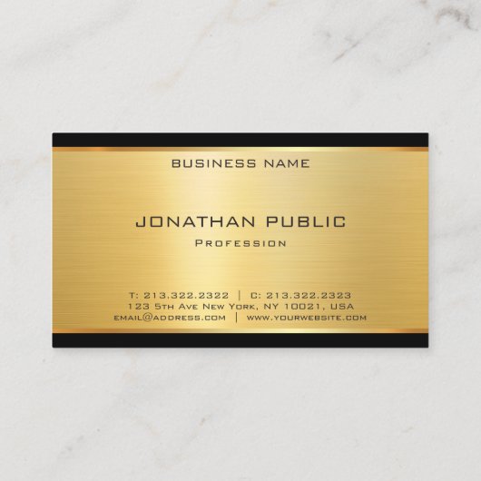 Elegant Gold Kijk Luxe Glamor Moderne Sjabloon Visitekaartje (Achterkant)