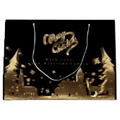Elegant Gold Kijk Merry kerst Village Groot Cadeauzakje (Voorkant)