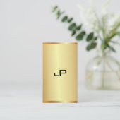 Elegant Gold Kijk Modern Verticaal Monogram Visitekaartje (Staand voorkant)