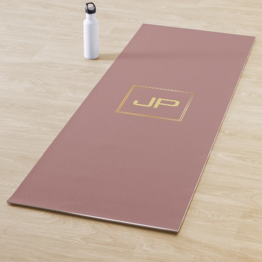 Elegant Gold Kijk Monogram Sjabloon Sportfitness Yogamat (In situ)