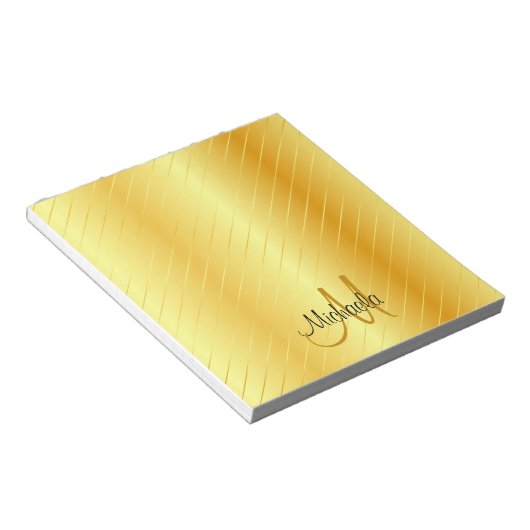 Elegant Gold Kijk Monogramed Sjabloon Moderne Notitieblok (Schuin)