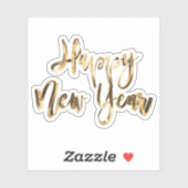 Elegant Gold Kijk Script Festive Happy Nieuwjaar Sticker (Vel)
