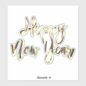 Elegant Gold Kijk Script Festive Happy Nieuwjaar Sticker (Vel)