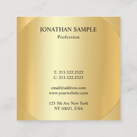 Elegant Gold Kijk Sjabloon Professional Modern Vierkante Visitekaartje (Achterkant)