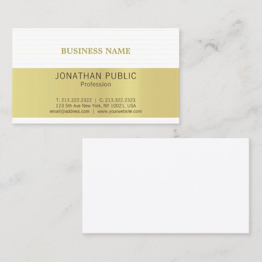 Elegant Gold Kijk uit White Minimalisy Trendy Plai Visitekaartje (Voorkant / Achterkant)