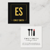 Elegant Gold Kiss en Lijst Monogram Vierkante Visitekaartje (Voorkant / Achterkant)